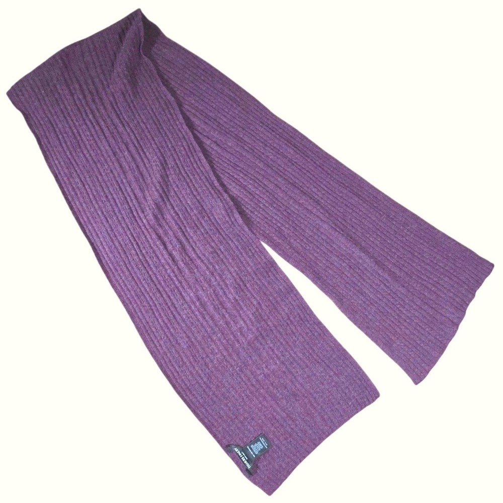 FISHERS FINERY Black Label 100% Pure Cashmere Wool rib scarf eggplant plum 72x12